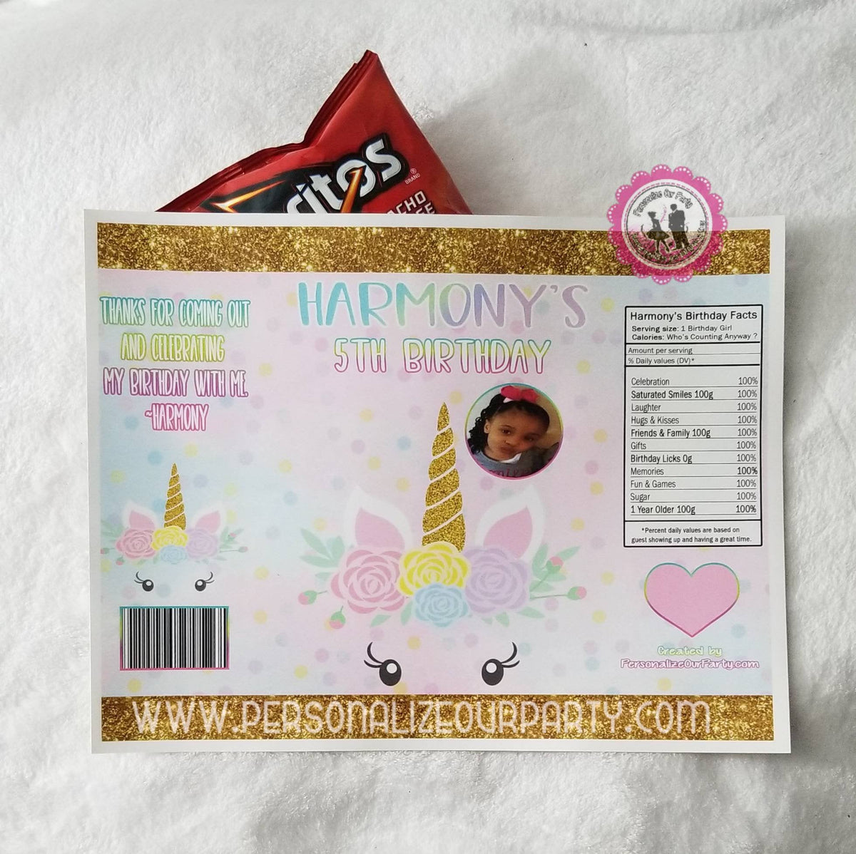 Rainbow Unicorn chip bag/wrappers-unicorn party favors-unicorn birthda –  Personalize Our Party