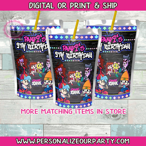 Friday Night Funkins juice pouch stickers - 1 digital file or 1 dozen printed stickers