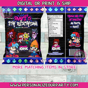 Friday Night Funkins chip bags/ chip bag wrappers- 1 digital file or 1 dozen printed wrappers