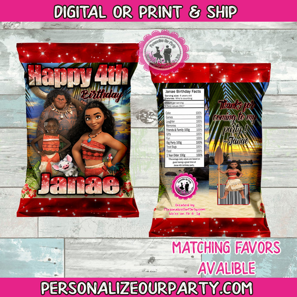 moana chip bag wrappers with custom photo-moana personalized chip bags –  Personalize Our Party