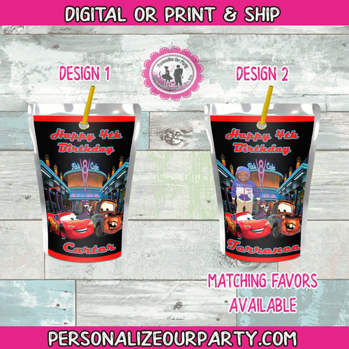 cars capri sun labels-digital-printed-cars party favors-cars 3 party-cars party-cysotom cars party favors-capri sun favors-juice labels