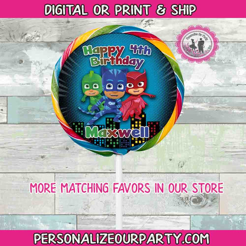 pj masks lollipop stickers-digital-printed-pj masks party favors-pj masks favors-lollipop labels-party bags-big lollipop-pj masks birthday