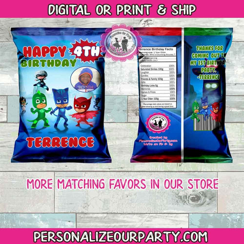 pj masks chip bag wrappers-pj masks party favors-digital-printed-pj masks party favors-pj masks chip bags-pj masks party bags-candy bags