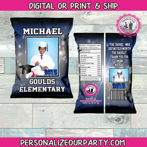 graduation chip bag wrappers-digital-printed-chip bags-party favors-prom watchparty favors-graduation party favors-guest favors-candy favors