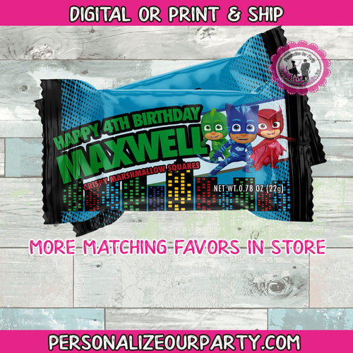 pj masks rice krispy treat wrappers-pj masks party favors-pj masks personalized party favors-pj masks candy bag treats-pj masks favors