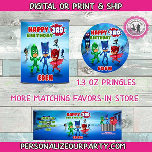 Pj masks inspired pringles-digital or printed-pj masks party favors-pj masks custom party favors-pj masks birthday party favors-pj masks