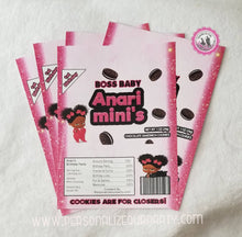 Load image into Gallery viewer, African american boss baby girl oreo cookie/wrappers-digital-printed-boss baby party favors-boss baby girl-boss baby girl party favors-boss