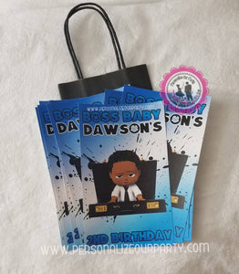 boss baby boy gift bags-African American boss baby boy-party bags-digital-printed-boss baby boy treat bags-personalized candy bags-loot