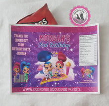 Load image into Gallery viewer, shimmer and shine custom chip bags-shimmer an shine party-shimmer and shine custom party favors-digital-printed-shimmer and shine birthday