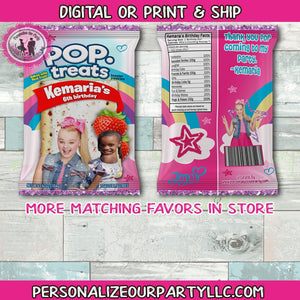 Jojo siwa inspired pop tarts wrappers-digital-printed-jojo siwa party favors-jojo siwa party-jojo party bag favors-jojo siwa birthday party