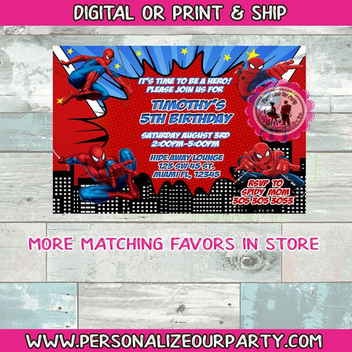 Spiderman inspired party invitation-digital-print-spider man birthday-spider-man invite- printed invitations-spiderman digital invitations