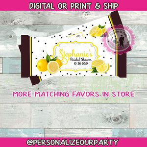 lemonade bridal shower candy bar wrappers-lemonade party-lemonade party favorsdigital-print-lemon party favors-main squeeze party favors