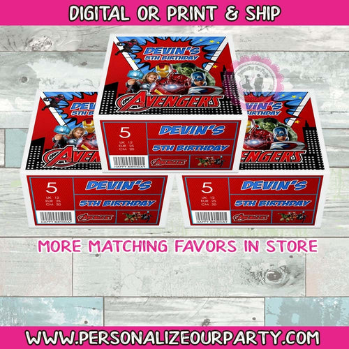 Avengers inspired gift box party favors-custom shoe box favors-digital-printed-Avengers gift boxes-Avengers party favors-Avengers party