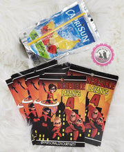 Load image into Gallery viewer, Incredibles 2 juice pouches-incredibles 2 party-incredibles 2 party supplis-incredibles party favors-drink fvors-incredibles 2 birthday