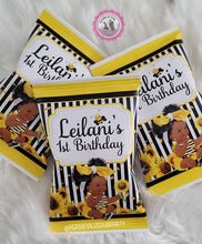 Load image into Gallery viewer, African American sunflower shower chip bag/wrappers-sunflower chip bag-sunflower party favors-sunflower birthday-sunflower favors-party bags