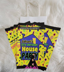 90's House party gift bags/labels-90's party favors-90's party bags-house party favors-custom party favor bag-digital-print-80's house party